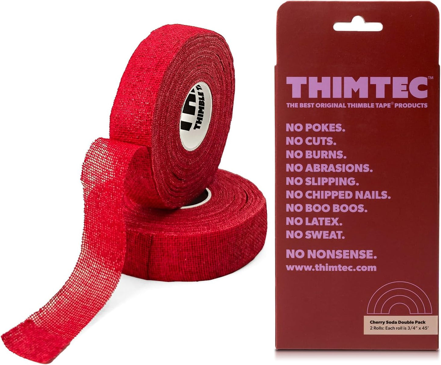 THIMTEC - The Original Thimble Tape for Hand Sewing - Fully Adjustable Nail & Finger Protector - A Smarter Alternative to Classic Knitting Thimbles - Caution Tape, 2-Pack