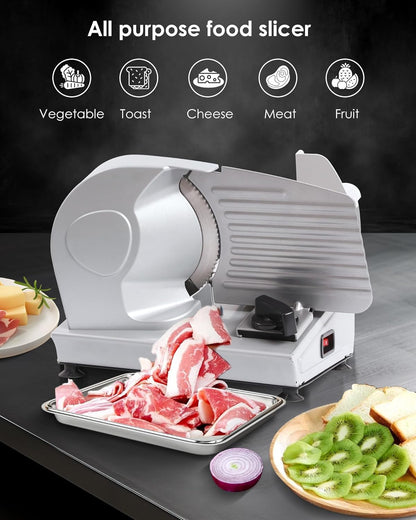 Valley Sportsman Meat Slicer Machine for Home - Electric Deli Meat Slicer with 7.5" Stainless Steel Blade, Adjustable Thickness Food Slicer Cuts Meat, Bread, Cheese, Easy to Clean, Black