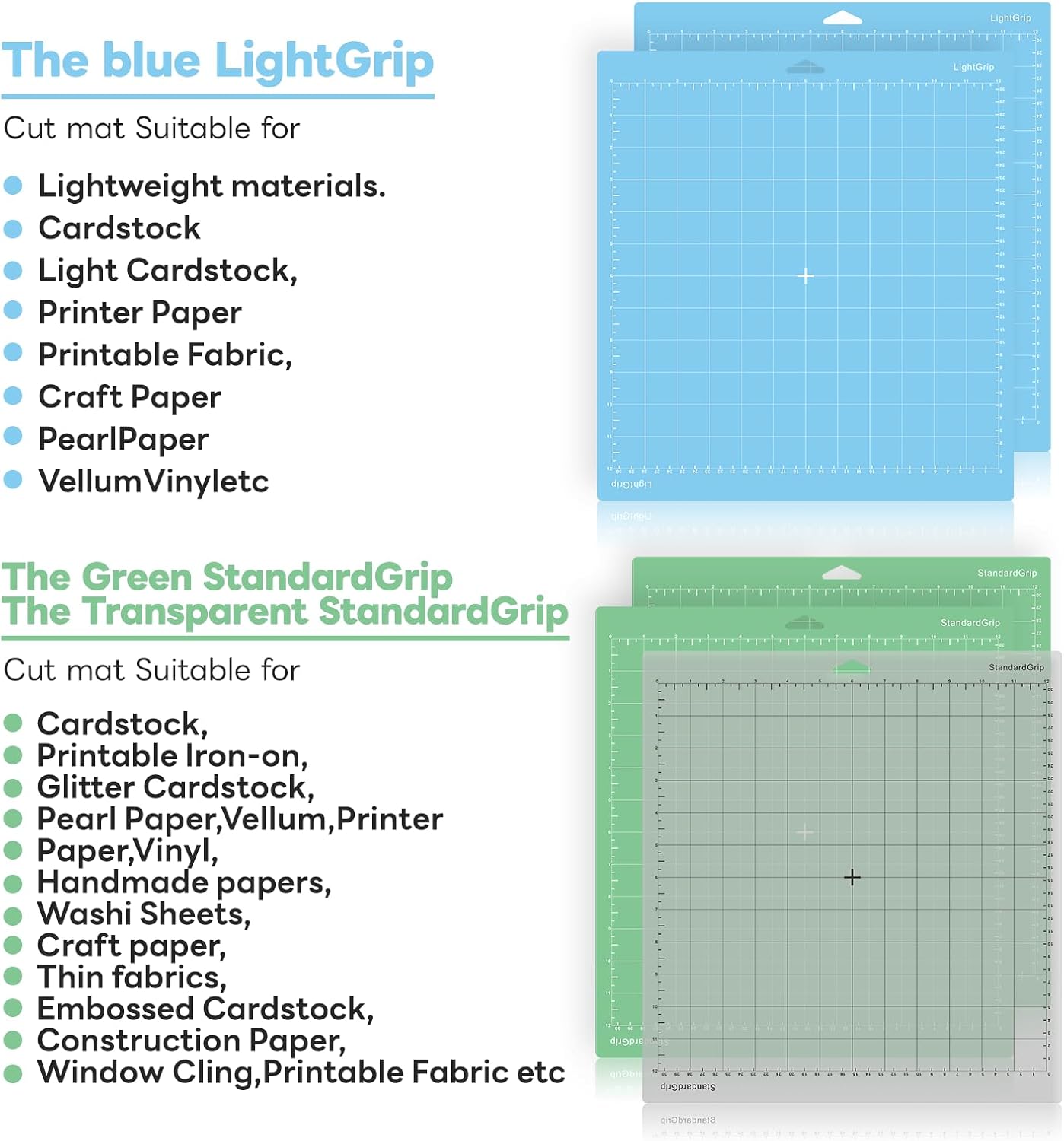 Cutting Mat for Cricut,12x12 inch 4 Pack Variety Cutting Mats LightGrip,Replacement Accessories for Cricut Maker 3/Maker/Explore 3/Air 2/Air/One