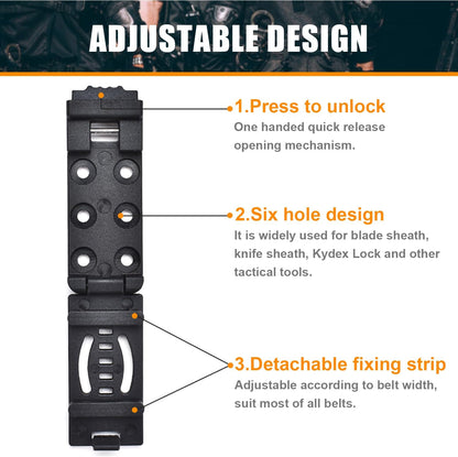 4-Pack Knife Belt Clip Holster Tactical Belt Buckle Kydex Belt Clip Universal Utility EDC Clip Camping Mag Pouches Sheath Tool with Hardware, Knife Clip Black