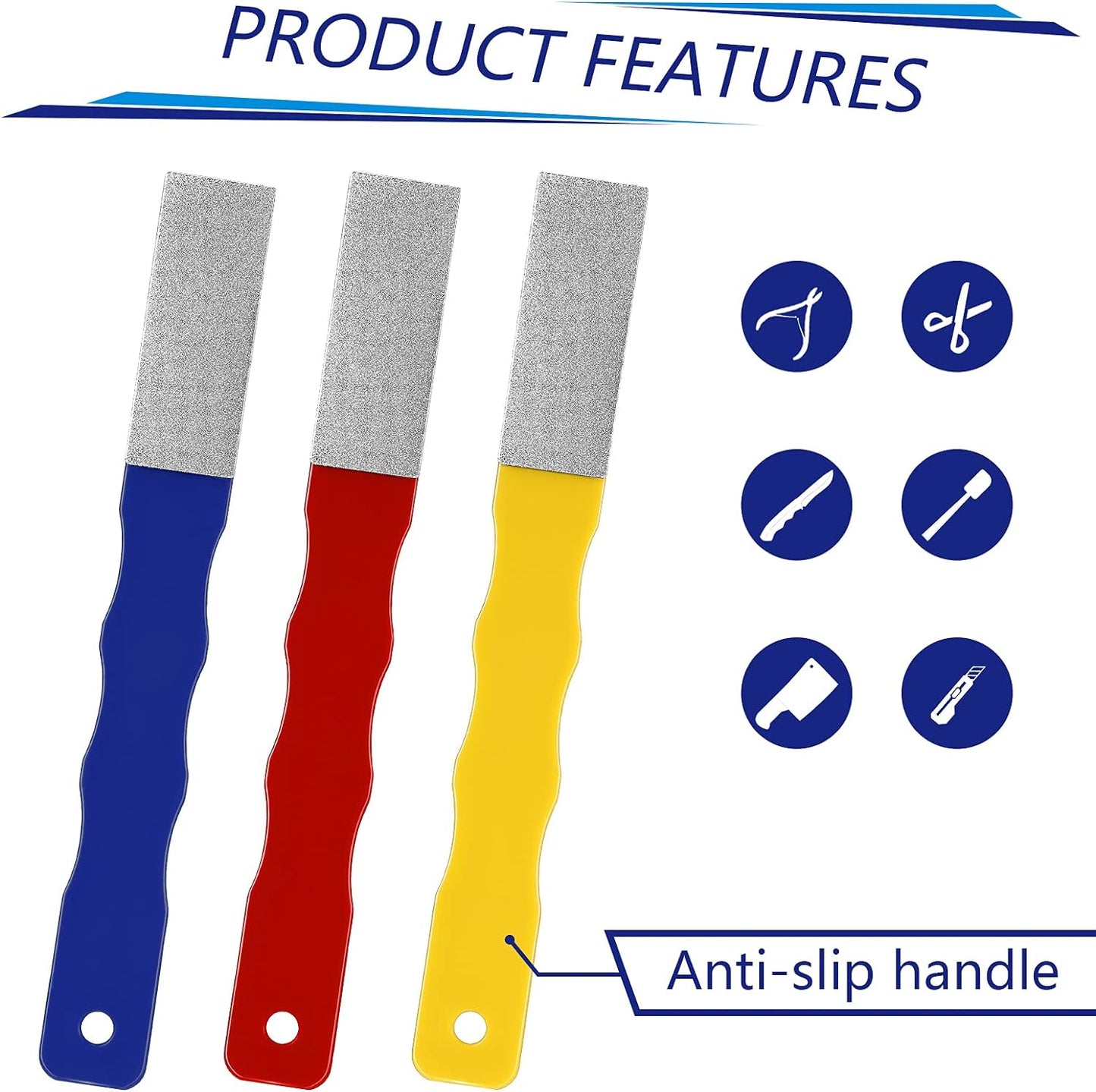 Honoson 6 Pcs Diamond Sharpening Hones Sets Color Coded Diamond Sharpening Stones Tools Flat Hand File Knife Set for Hunting, Outdoor