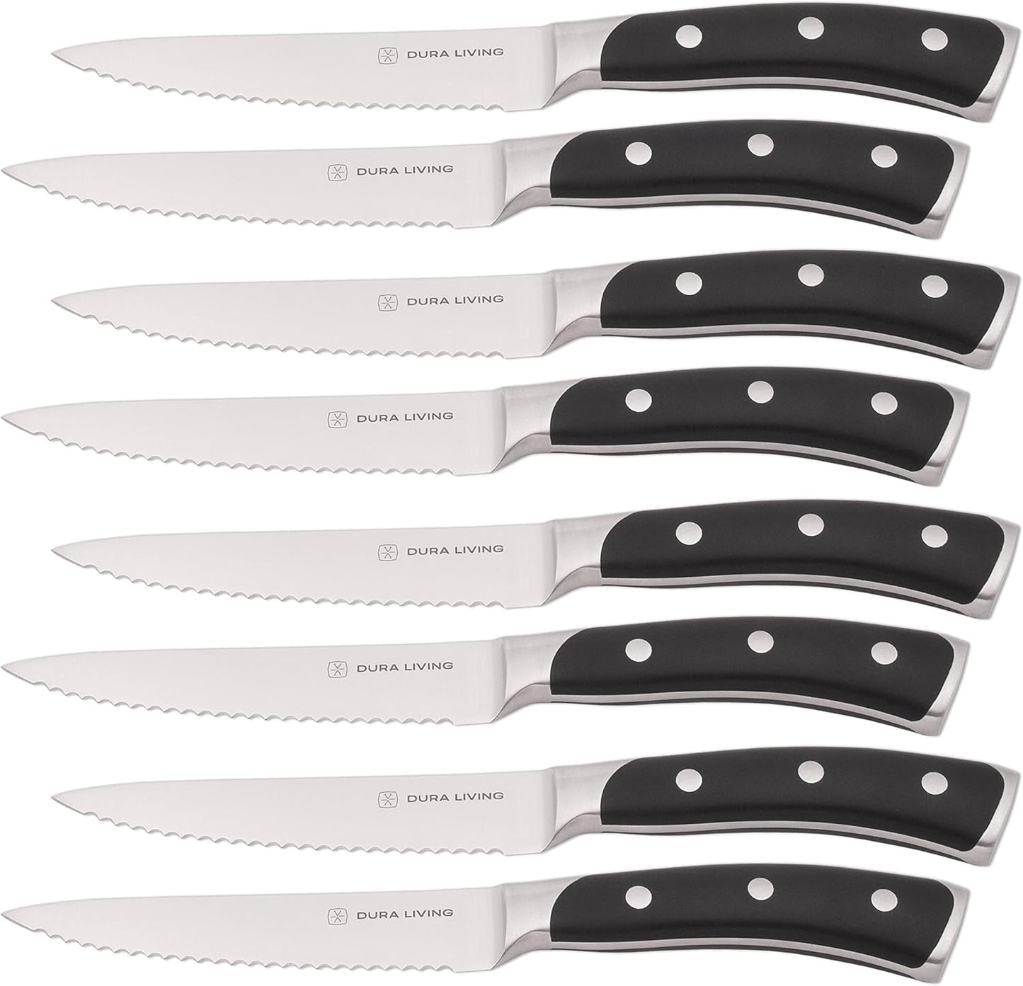 DURA LIVING 2-Piece Kitchen Knife Set – Ultra Sharp Precision German Stainless Steel Blades, 5” Utility & 3.5” Paring Knife with Ergonomic Handles, Multipurpose for Slicing & Peeling, Black Handle