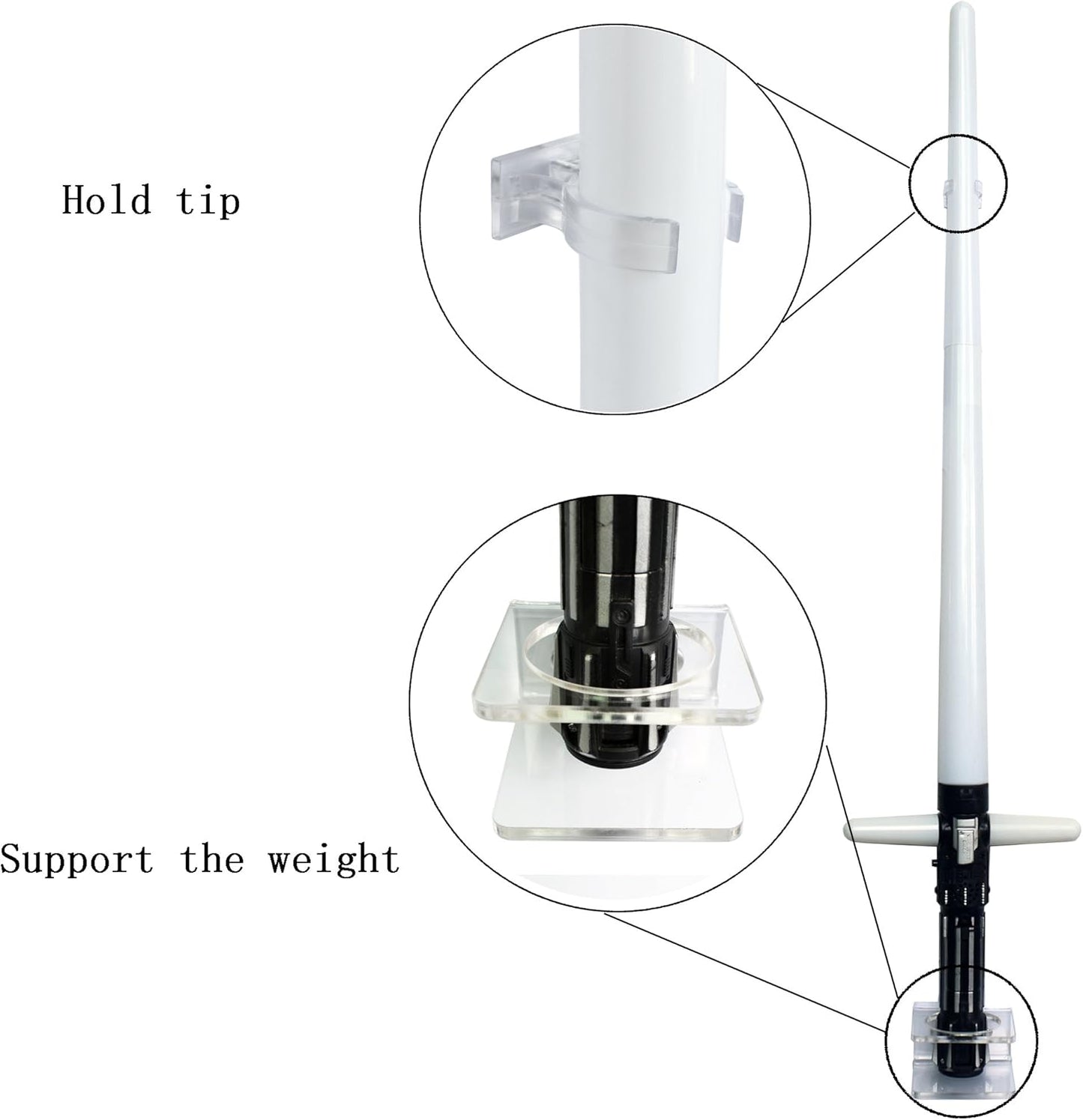 YYST Clear Light saber Wall Mount Wall Rack Wall Holder - Hardware Included.