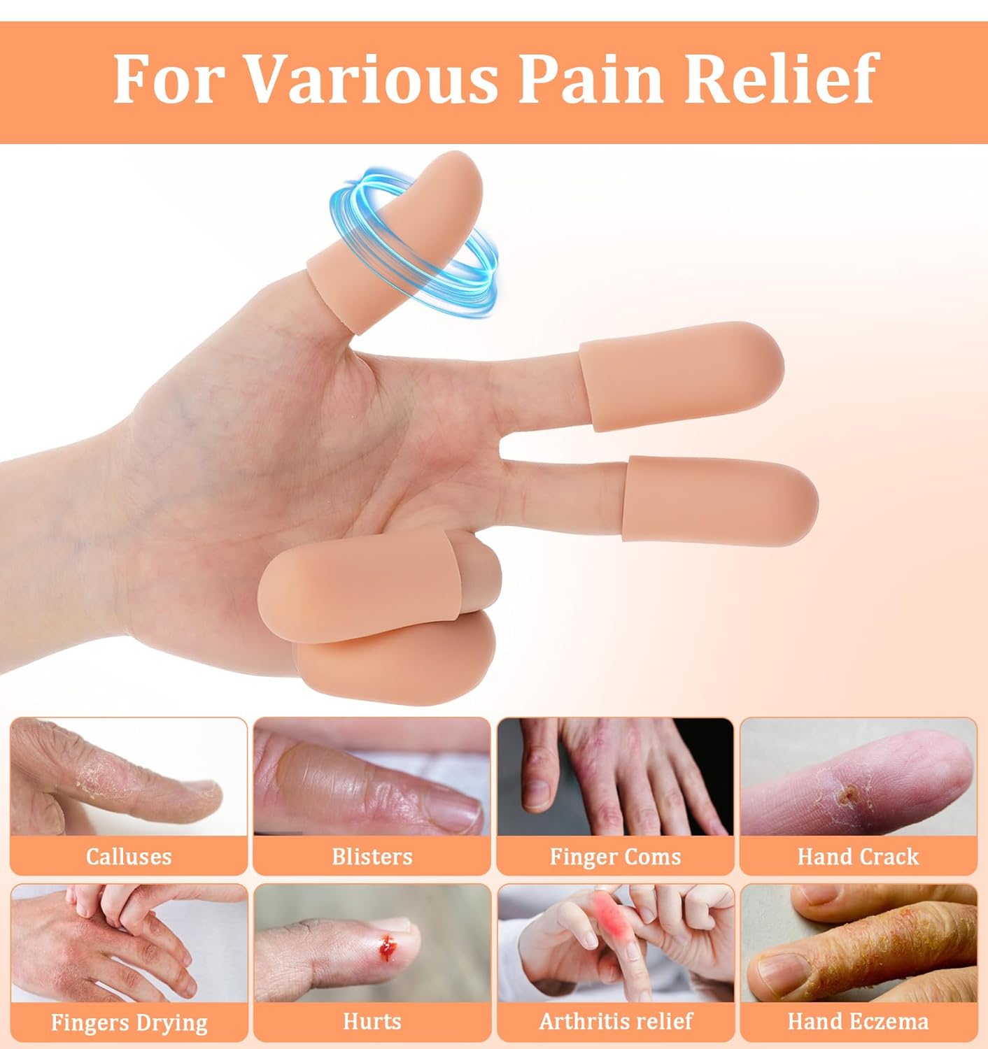 16Pcs Thumb Covers, Silicone Thumb Protector Covers Polyethylene Fiber Finger Cots for Cover Wounds, Reusable Finger Guard Cover Pain Relief for Wounds Cracking Comfortable Fit & Easy to Use