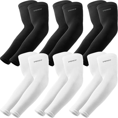 YQXCC 6 Pairs Arm Sleeves for Men Women | UPF 50 Cooling UV Sun Protection | Sports Compression Sleeves