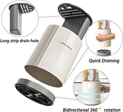 Knife Holder and Utensil Holder - Modern Rectangular Design Universal Knife Block and Kitchen Utensils Organizer for Counter-top Easy Cleaning Detachable Kitchen Knife Storage