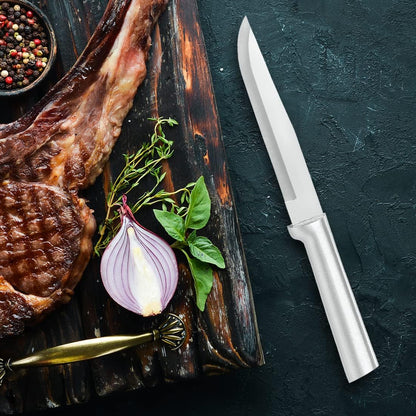 Rada Cutlery Stubby Butcher Knife (W206), 5.38" Stainless Steel Blade, Black Handle, Pack of 2