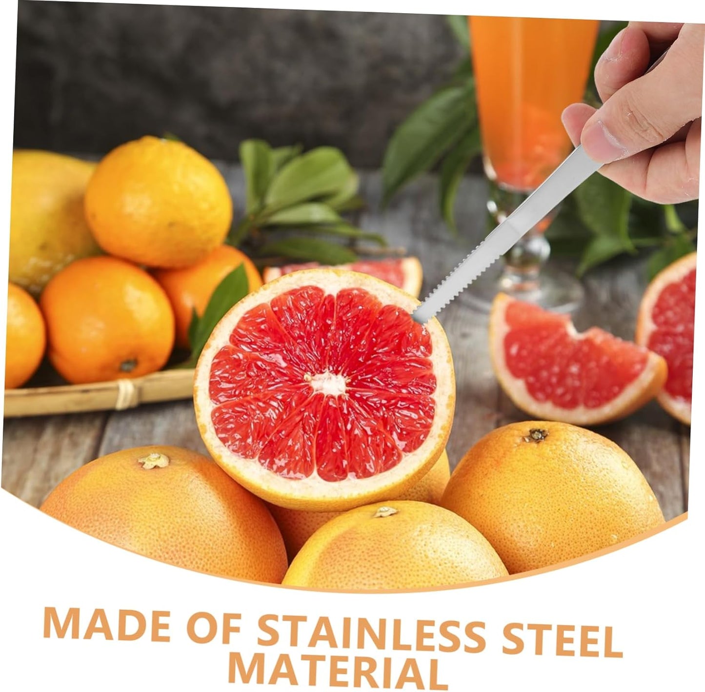 KICHOUSE Stainless Steel Fruit Spoon and Grapefruit Knife Set Ergonomic Grip with Serrated Edges for Easy Cutting of Kiwi Citrus and Desserts Versatile Kitchen Utensils for Everyday Use