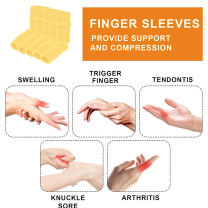 10 Pcs Black Finger Sleeves, Breathable Finger Brace, Compression Support for Arthritis, Thumb Splint for Relief Support Protector and Reliving Pain