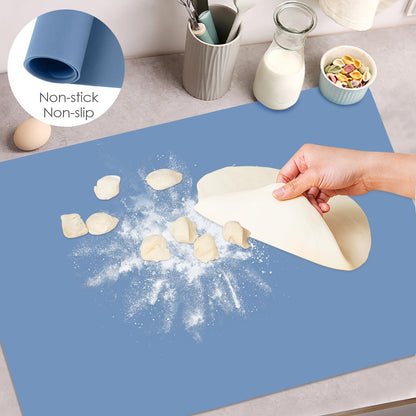 Extra Large Dark Green Countertop Mat - Silicone Table Kitchen Desk Mat - Non-Slip & Heat Resistant - Dinner Placemat Pastry Dough Rolling Mat - Colors A