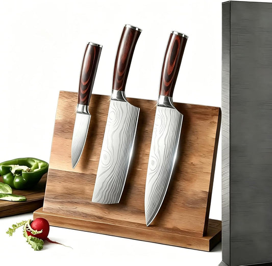 Nakiri Kitchen Knife 7" - Super Sharp Vegetable Knife, High Carbon Stainless Steel Meat & Veggie Cleaver with Gift Box, Ergonomic Non-slip Handle, Ideal Housewarming Gift
