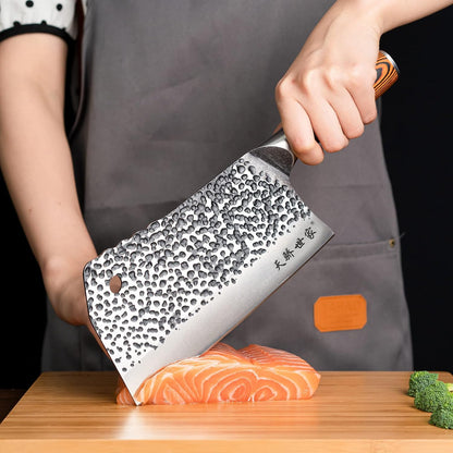 Meat Cleaver Knife 7.4 Inch, Ultra Sharp Chinese Chef's Knives, Full-tang Chopping Knife, 30Cr13 Steel Blade Thickness 2.5 mm, TJ SEGA Series TC1707