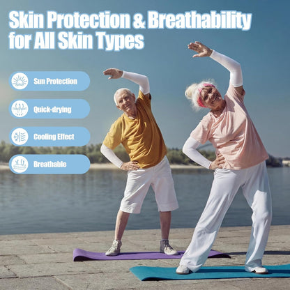 JATEBI 12 Pairs UV Protection Cooling Arm Sleeves for Men Women, Elderly Thin Skin Protector UPF 50+ Sun Forearm Cover