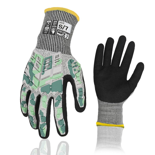 2 Pairs Safety Work Gloves,Impact Gloves for Men Women,Cut Resistant Non-Slip Heavy Duty Gloves with Nitrile Grip,Touch Screen Glove with Impact Protection for Mechanic Construction, Large