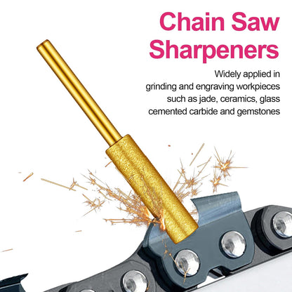 Chumia 30 Pcs High Hardness Titanium Diamond Chainsaw Sharpener Stone Bit Bulk Chain Electric Chainsaw Sharpening Wheels Kit 3 Size Plated Grinding Tool, 5/32, 3/16, 7/32 Inch (Gold)