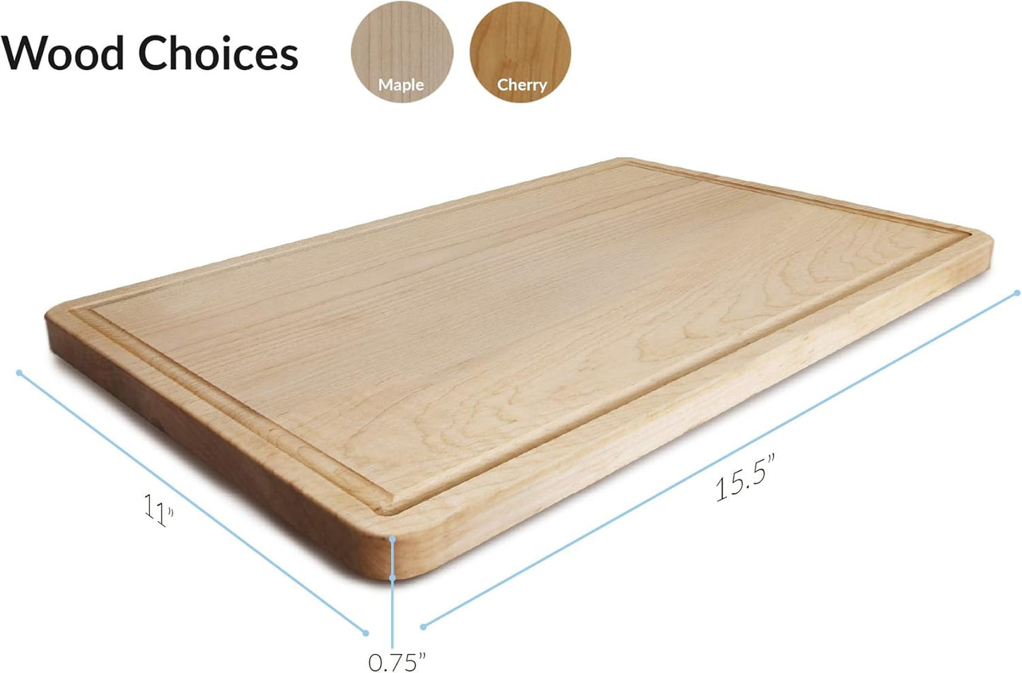 Casual Home Delice Rectangle Juice Drip Groove Cutting Board 15.5"Wx11"Dx0.75"H, Walnut