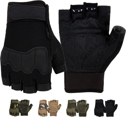 FIORETTO Fingerless Workout & Exercise Gloves for Gym, Weight Lifting, Airsoft, Shooting, Hunting, Hiking, Cycling, Driving, Motorcycle, Climbing M210603
