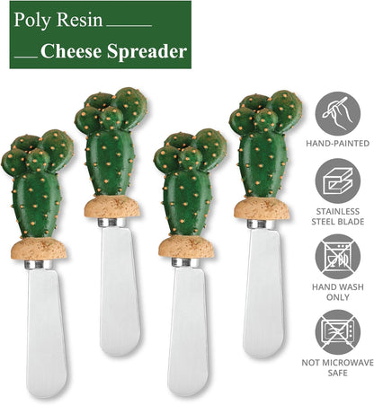 Supreme Housewares Western Cowboy Boot Cheese Spreaders, Hand-Painted Resin Handles with Stainless Steel Blades for Spreading Cream Cheese, Butter, and Jam, Assorted Designs, Set of 4