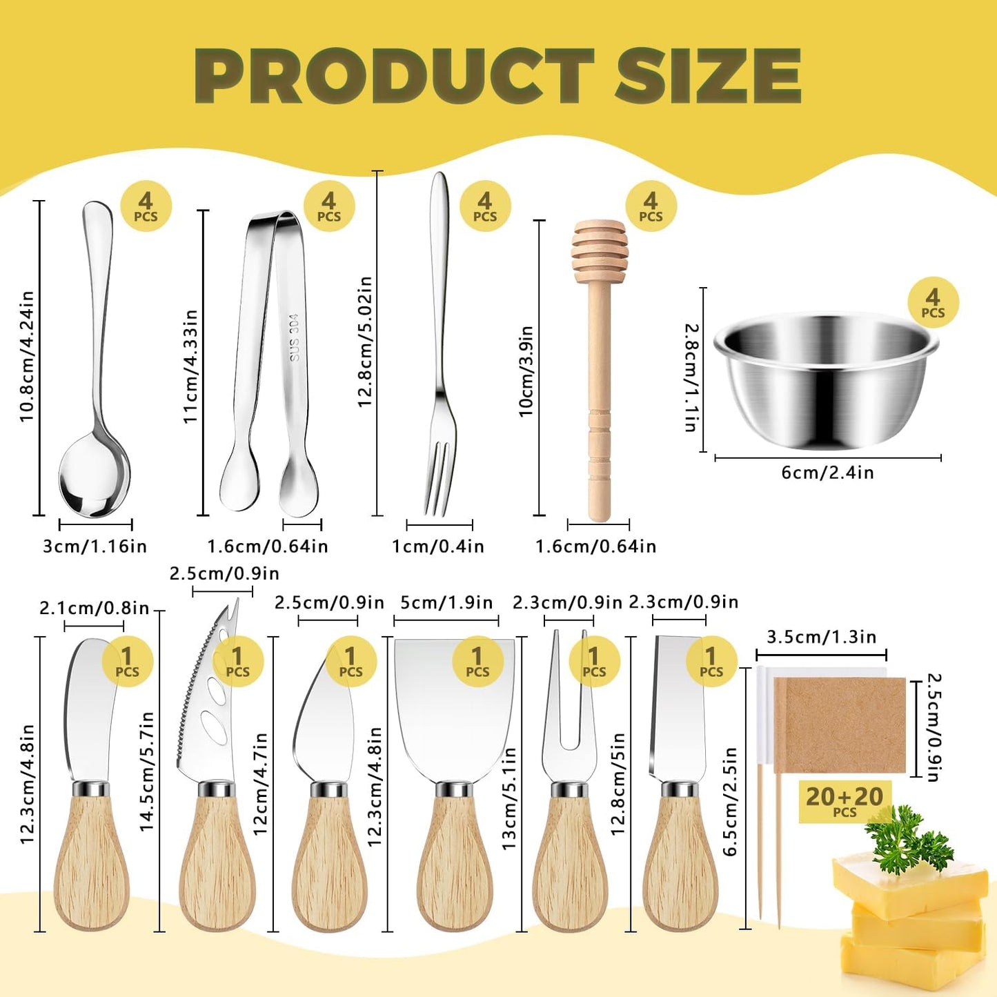 Charcuterie Boards Accessories Gold Charcuterie Utensils Cheese Butter Spreader Knife Set Small Serving Tongs Forks and Spoons Dipping Bowls Honey Dippers Toothpick Flags for Party Platter Making