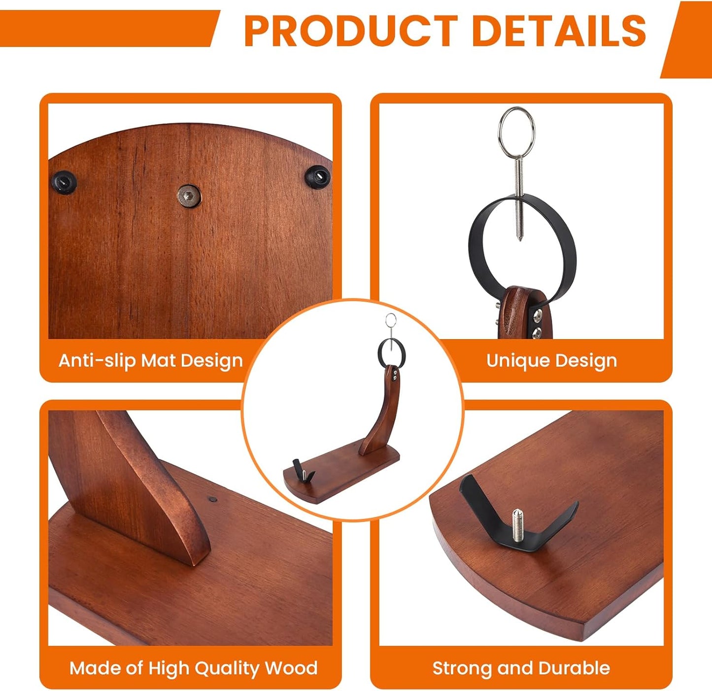 Ham Stand, Wooden Ham Stand, Ham Holder Stand for Carving Spanish Hams and Italian Prosciutto with Non-Slip Pads, Stable Sturdy Wood Board