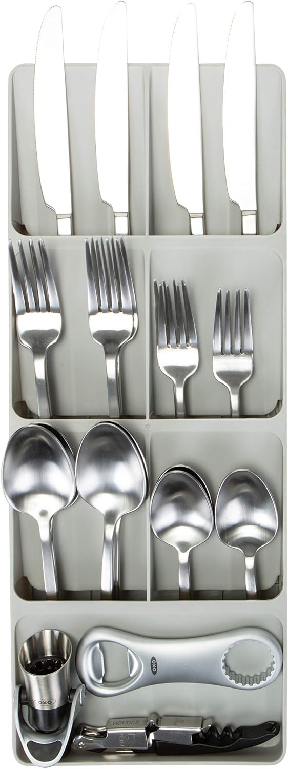 Kitchen Details 2 Tier Knife Drawer Organizer | Holds 11 Knives | Utensil Holder | Knife Block | Storage & Organization | Space Saver | Natural