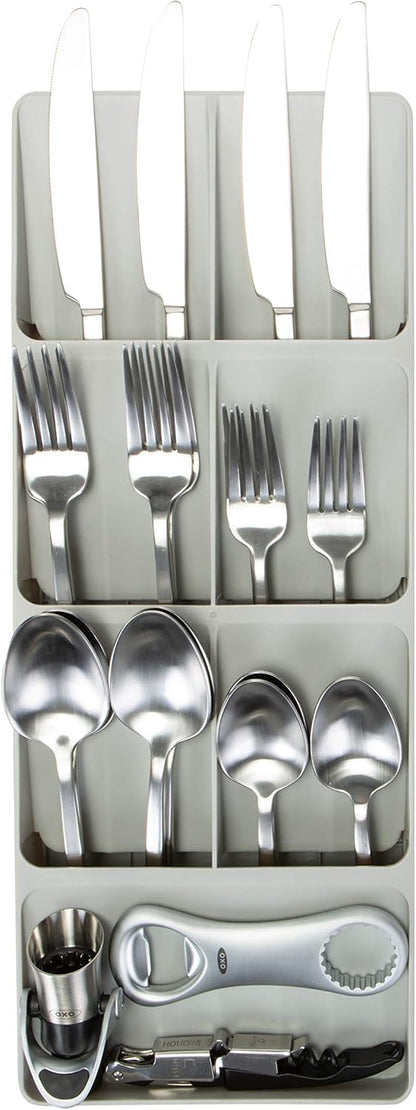 Kitchen Details 2 Tier Knife Drawer Organizer | Holds 11 Knives | Utensil Holder | Knife Block | Storage & Organization | Space Saver | Natural