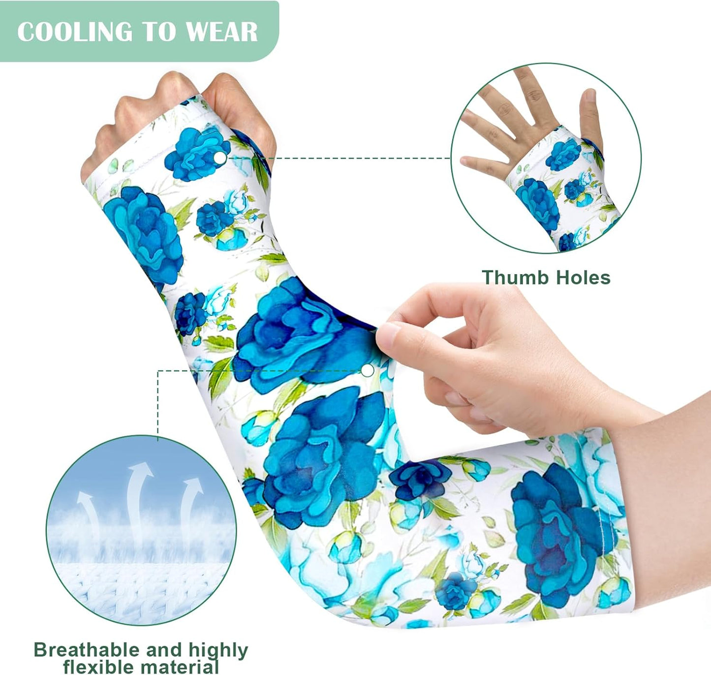 4 Pairs Gardening Sleeves Anti-Slip Arm Protection with Thumb Hole Sun Sleeve Cooling Arm Sleeves for Women Men Outdoor
