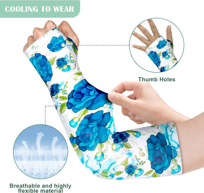 4 Pairs Gardening Sleeves Anti-Slip Arm Protection with Thumb Hole Sun Sleeve Cooling Arm Sleeves for Women Men Outdoor
