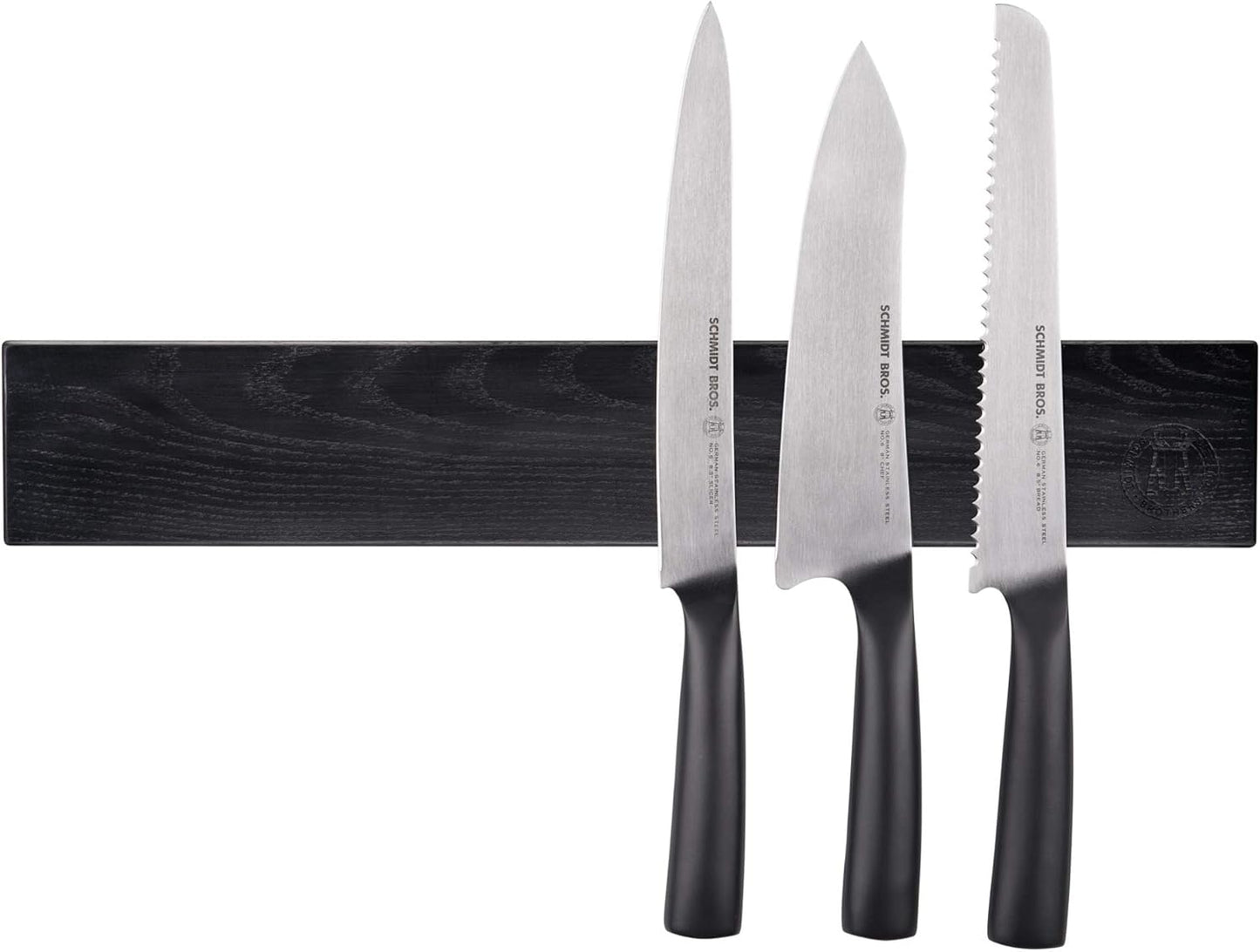 Schmidt Brothers - Acacia 24" Knife Magnetic Strip Wall Bar, Universal Magnetic Knife Holder for Wall and Cutlery Storage Up to 12-16 Knives