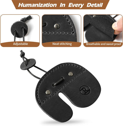 Ringsun Leather Archery Finger Tabs,Handmade Archery Finger Guard for Shooting Practice Gear, Recurve Bow Fingers Tab