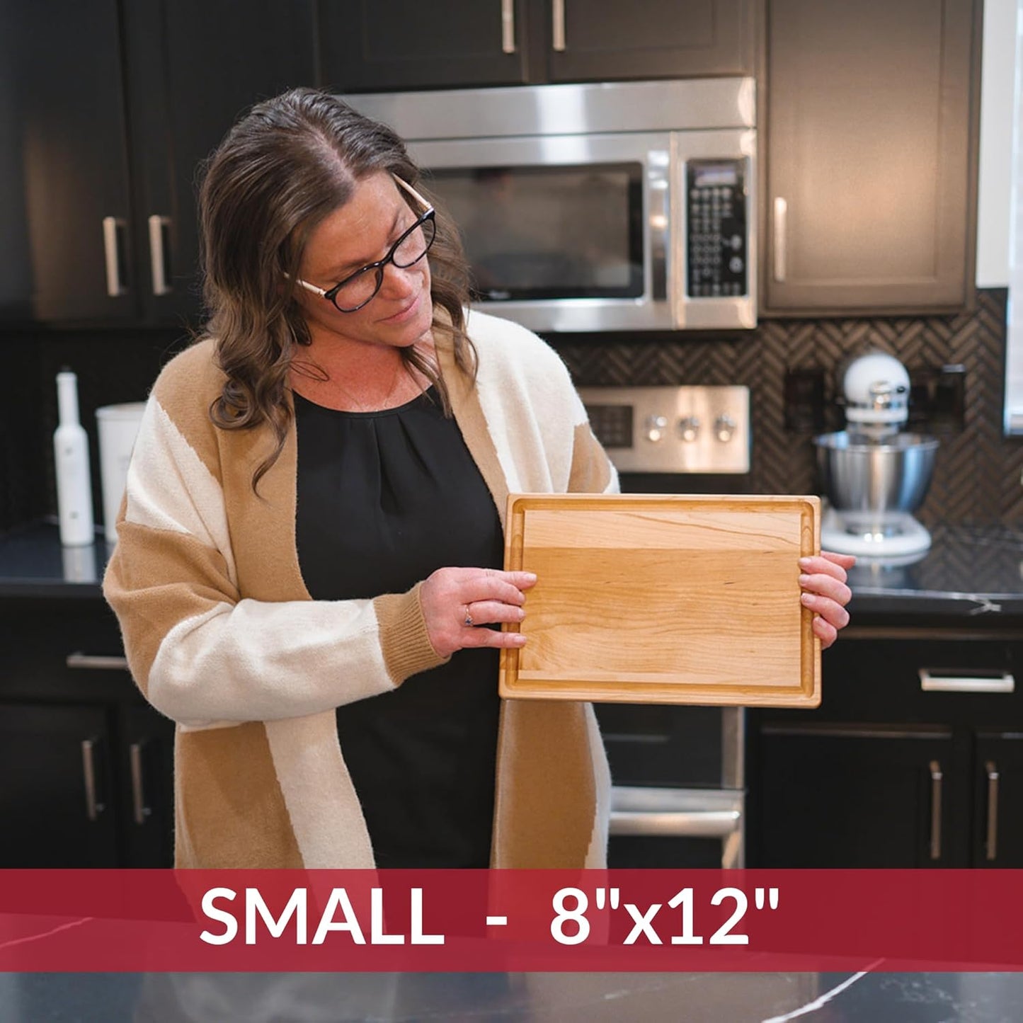 Made in USA Black Walnut Wood Cutting Board by Virginia Boys Kitchens - Butcher Block Wooden Carving Board with Juice Well made from Sustainable Hardwood (17x11)