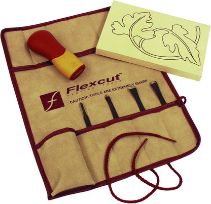 FLEXCUT Wood Carving Tools | 11 Piece Craft Carver Set | Includes 10 1095 High Carbon Steel Blades and Interchangeable Ergonomic ABS Handle | SK107 | Made in the U.S.A.