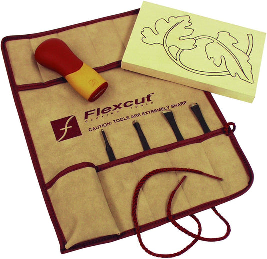 FLEXCUT Wood Carving Tools | 11 Piece Craft Carver Set | Includes 10 1095 High Carbon Steel Blades and Interchangeable Ergonomic ABS Handle | SK107 | Made in the U.S.A.