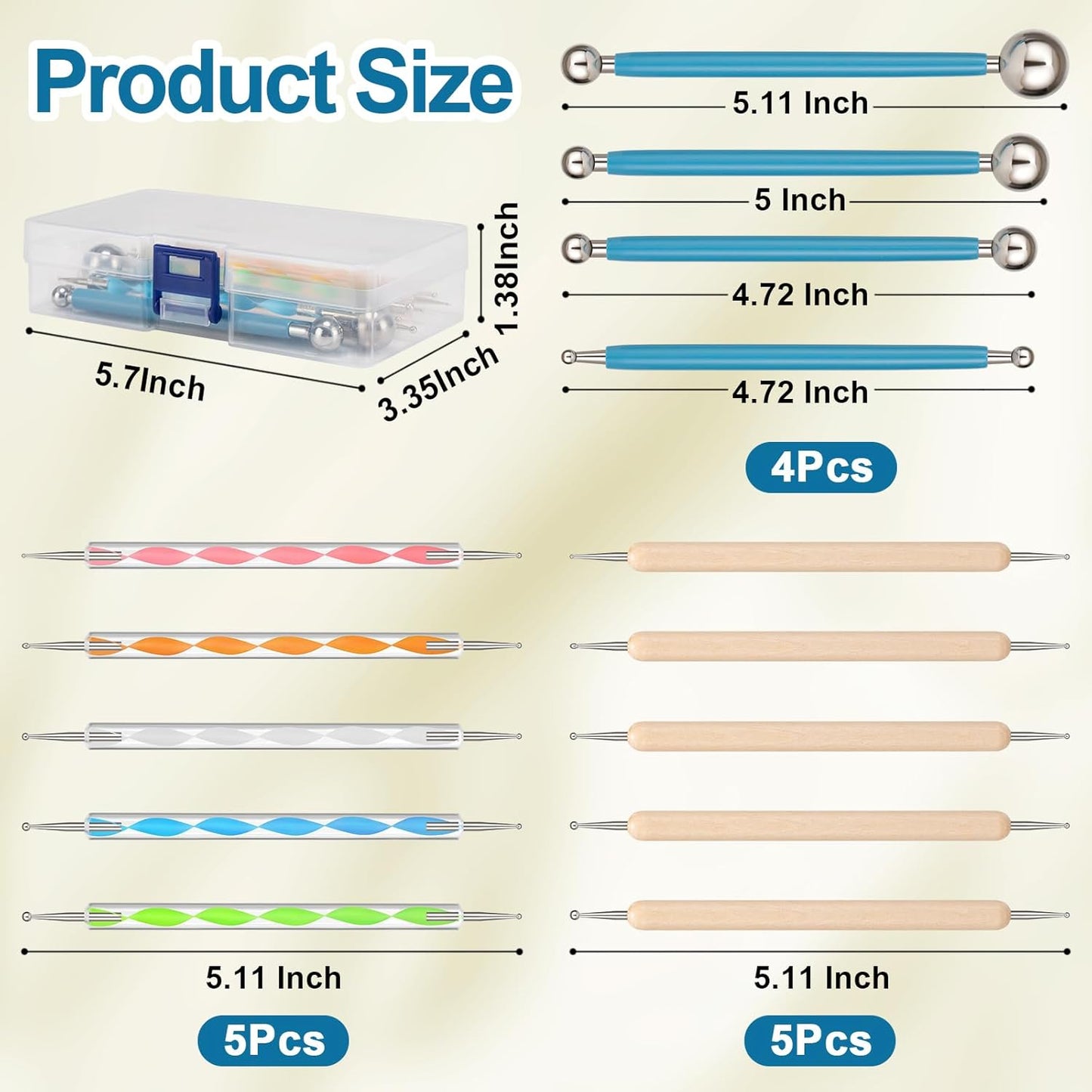 Amrules Clay Tools Kit, 12 PCS Polymer Clay Cutter Tools, Rectangle Shape Acrylic Press Board and Roller Pin Supplies Suitable for Shaping, Carving, Pottery Craft and DIY Projects