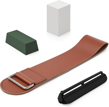 Seido Knives Professional Whetstone Set, Knife Sharpening Stone Kit Dual Grit Whetstone 400/1000 3000/8000 Knife Sharpener with Leather Strop