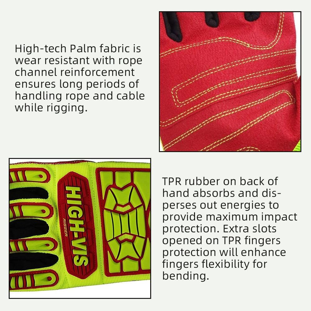 Seibertron High-Vis Series Cut Resistant Reducing Anti-Impact Mechanics Heavy Duty Safety Rescue Oil and Gas Gloves