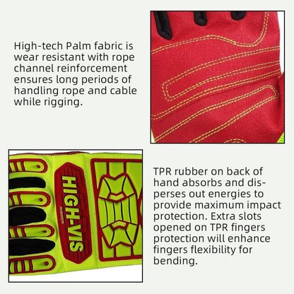 Seibertron High-Vis Series Cut Resistant Reducing Anti-Impact Mechanics Heavy Duty Safety Rescue Oil and Gas Gloves