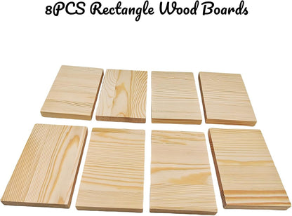 4PCS Rectangle Wood Boards Unfinished Wood Blocks for Crafting, 8x6x1in Blank Whittling Wooden Blocks for Wood Carving,Painting & Burning