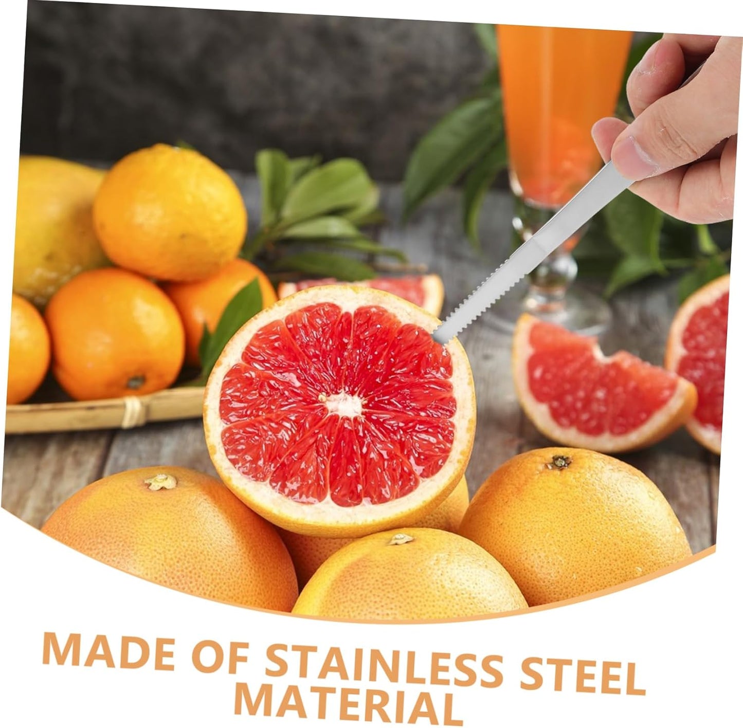IMIKEYA Stainless Steel Grapefruit Spoons and Knife Set with Serrated Edges Ergonomic Handle for Easy Cutting of Kiwi and Desserts Kitchen Utensil Set