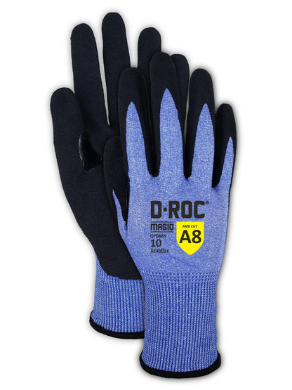 MAGID D-ROC AeroDex ANSI A8 VersaTek Grip Coated Palm Work Gloves, 1 Pair, Size 8/Medium (GPD883)