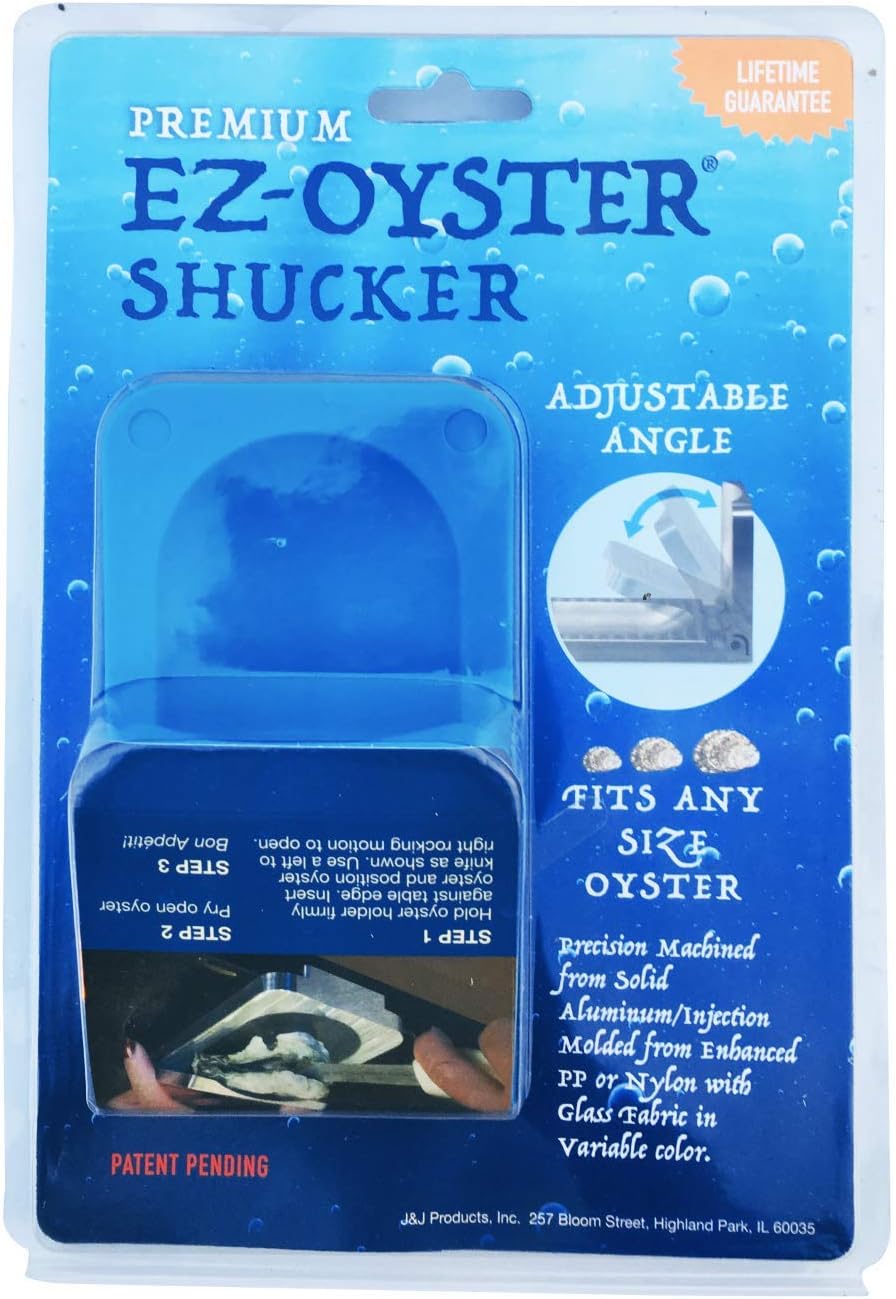 J&J Products The EZ - Oyster Variable Angle Opener Shucking Tool made from Recycled Ocean Bound Plastic (1, Blue)