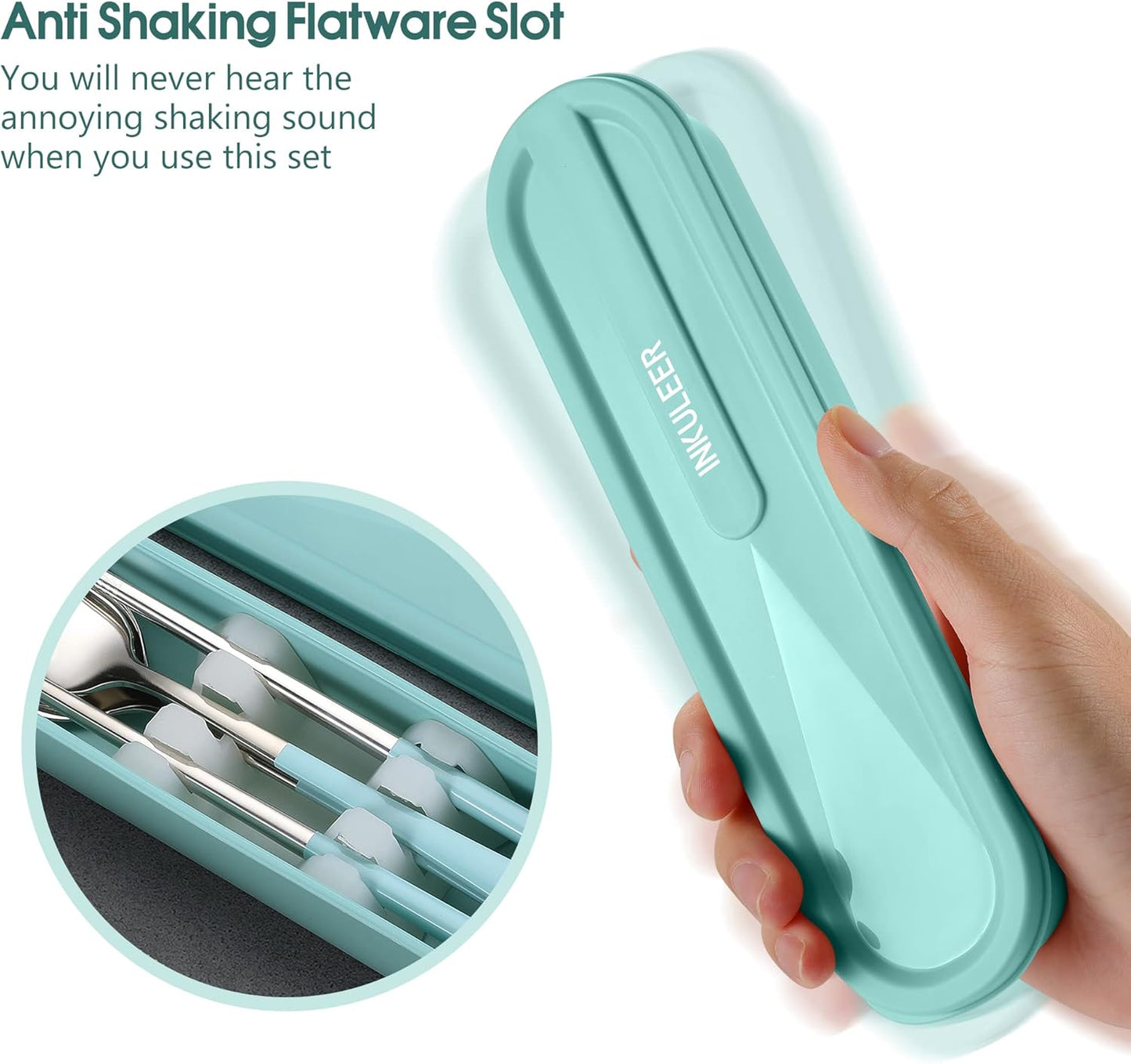 Travel cutlery set, 18/8 stainless steel cutlery, Reusable utensils set with case, Portable Silverware Lunch Box for Camping and Office (Rose Gold/knife set)