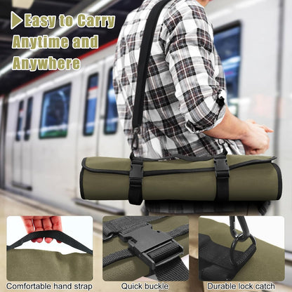 Chef Knife Bag With 24 Slots Cutlery Knives Holders Protectors, Kitchen Travel Cooking Tools, Portable Canvas Knife Roll Storage Bag Chef Case for Camping or Working with an Adjustable Shoulder Strap
