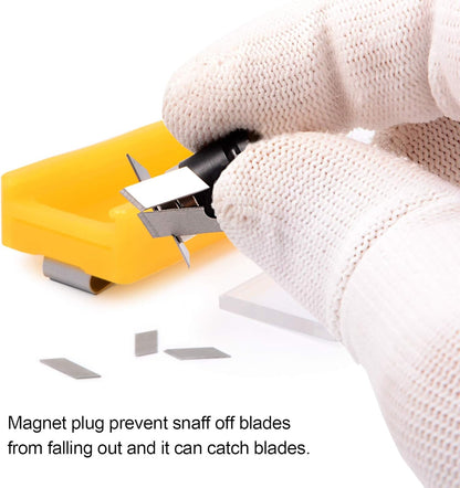 NEWISHTOOL Blade Disposal Container Storage Box, Safety to Dispose of Most 9mm 18mm Snap Off Utility Knife Blades, Portable Plastic Blades Breaker Bank with Magnet and Clip
