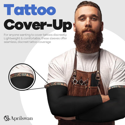 Arm Sleeves, UV Sun Protection Sports Non Slip Compression Cover for Men/Women