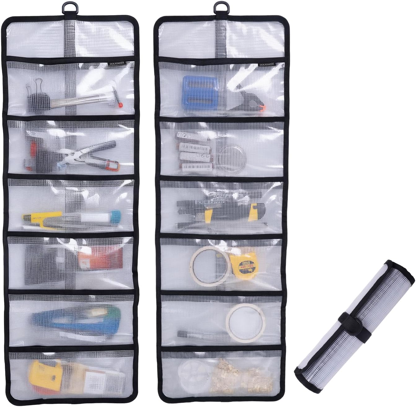 Large Tool Roll Bag, 6-Pocket Expanded Organizer for Longer Tools & Gear | 35.4"x12.2" with 13.5" Pockets, Waterproof PVC- 4 Pack