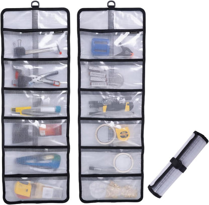 Large Tool Roll Bag, 6-Pocket Expanded Organizer for Longer Tools & Gear | 35.4"x12.2" with 13.5" Pockets, Waterproof PVC- 4 Pack