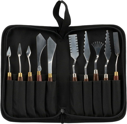 Creative Mark Palette Knife Holder & Traveling Case - Artist Pallet Knife Carrying Case Up To 10 Palette Knives For Storage and Travel 10 Pockets