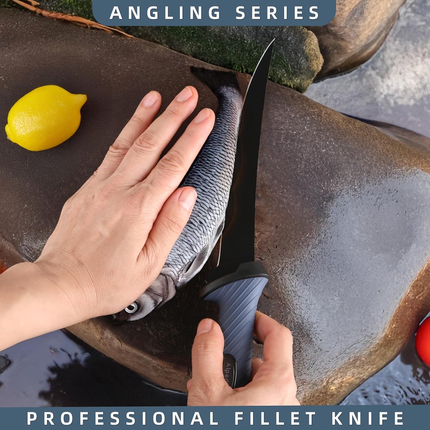 9 Inch Fish Fillet Knife - Premium German DIN 1.4116 Stainless Steel, Ultra Sharp Flexible Blade for Fish Filleting, Salmon, Trout, Non-Slip Handle, Professional Boning Knife with Sheath, Great for Anglers & Home Cooks