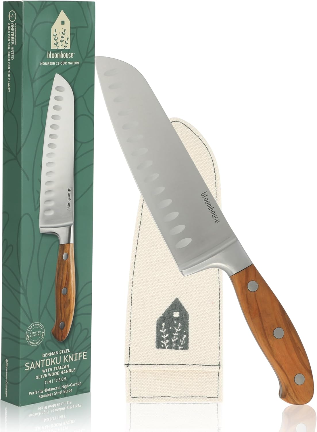 Bloomhouse - Two Time Oprah's Favorite Things Winner - 5" Utility Boning Kitchen Knife German Stainless Steel Blade w/Forged Italian Olive Wood Handle Full Tang for Meat Poultry & Precision Cutting